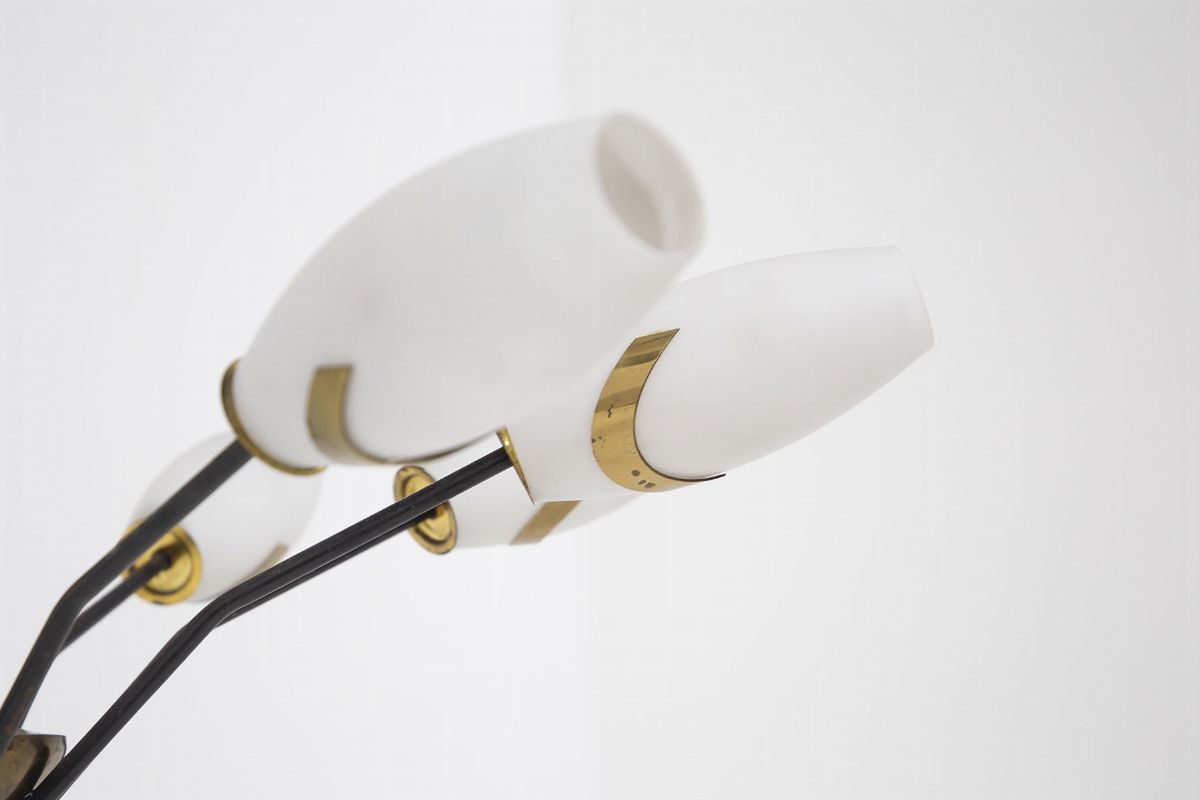 Lampadario Vintage in Vetro e Ottone