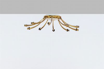 Lampadario Italiano in Ottone per Lumi