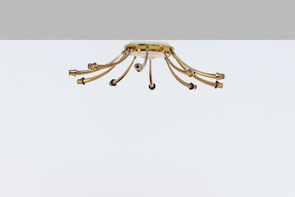Oscar Torlasco - Lampadario italiano in ottone per Lumi