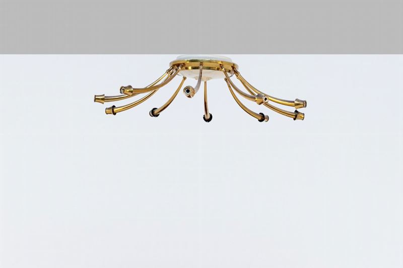 Lampadario Italiano in Ottone per Lumi