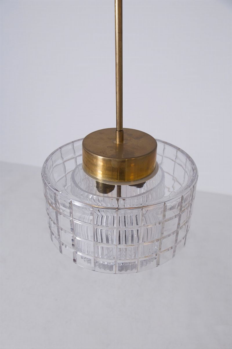 Lampadario Italiano in Cristallo di Boemia e Ottone
