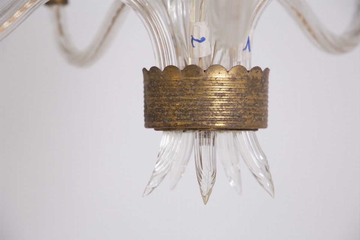Murano Glass Chandelier in Reticello Technique Seguso