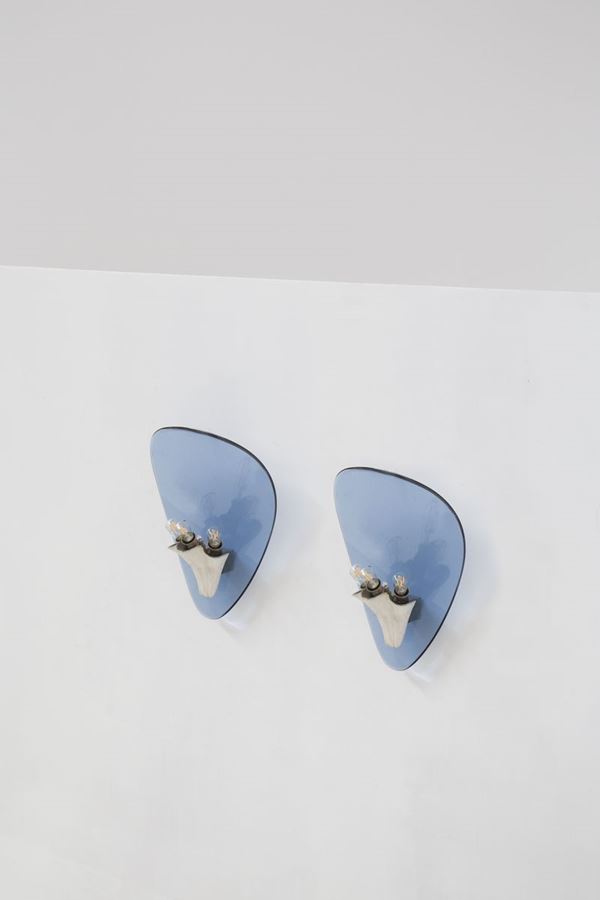 Pietro Chiesa - Italian Blue Wall Lamps for Fontana Arte