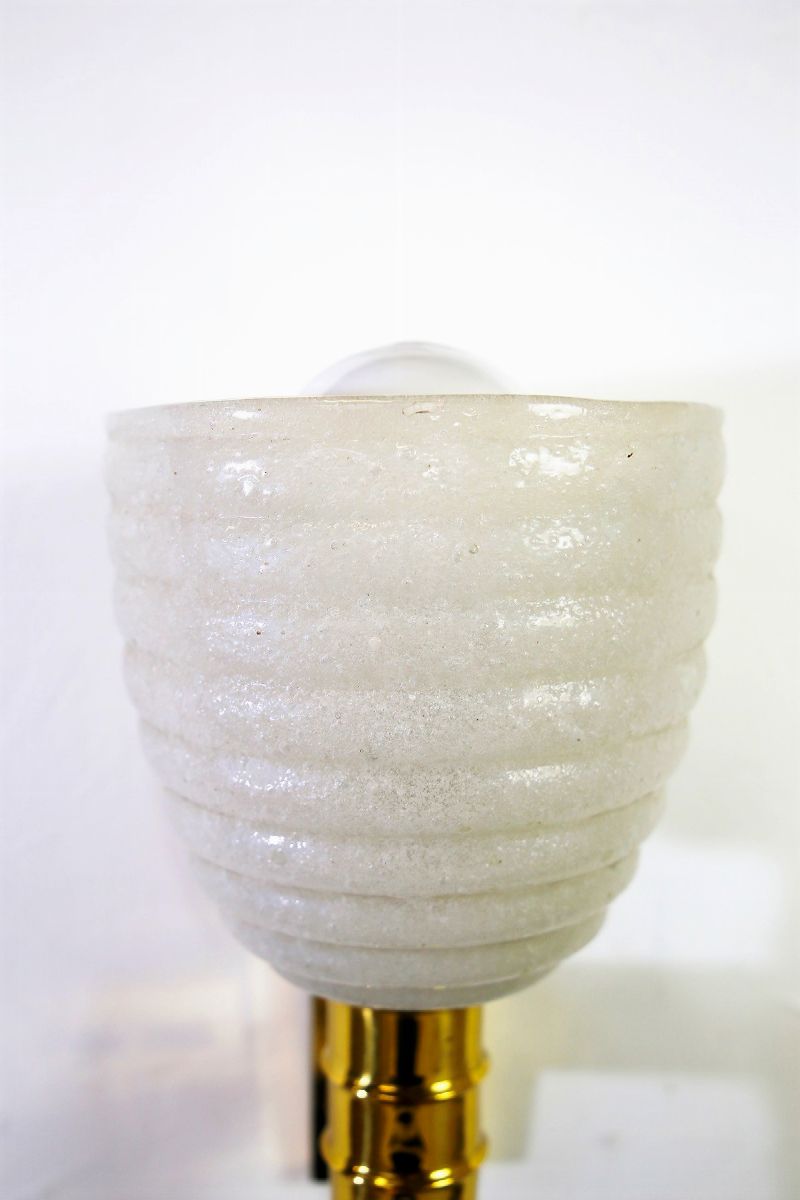 Coppia di Applique Barovier e Toso in Vetro di Murano e Ottone