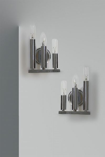 Coppia Applique Italiane in Ottone Nichelato