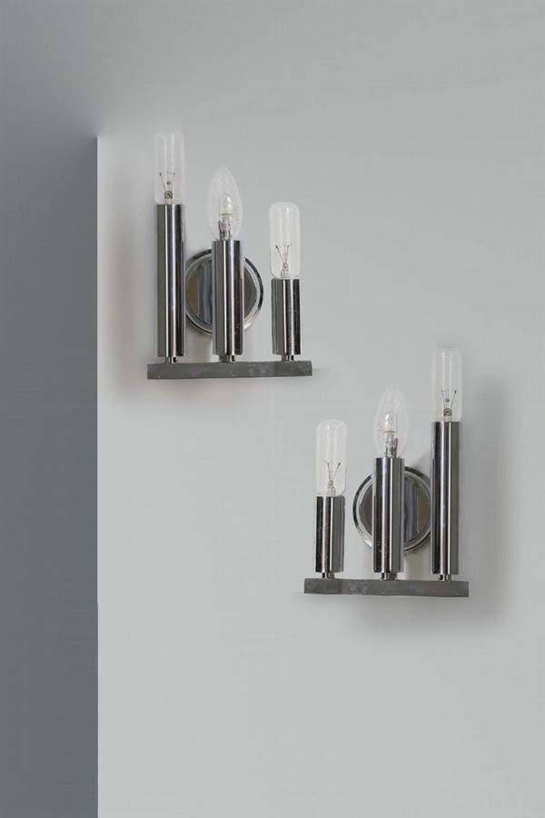 Coppia Applique italiane in ottone nichelato