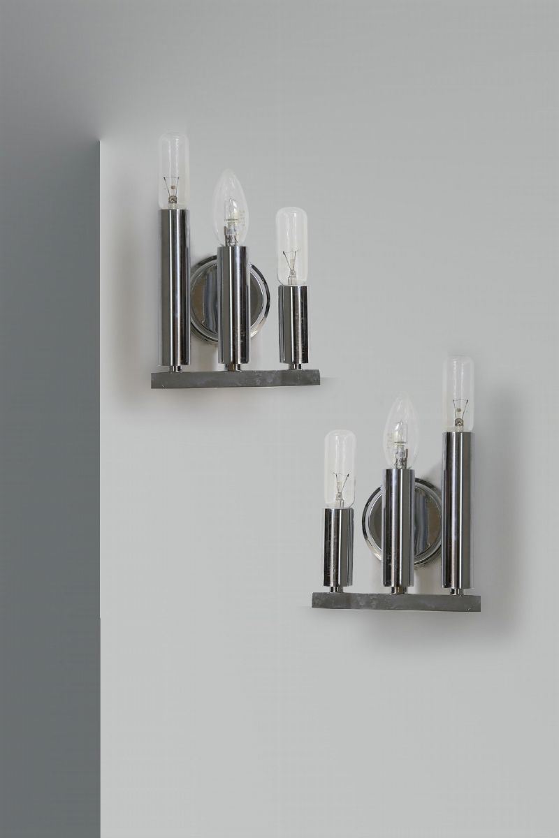 Coppia Applique Italiane in Ottone Nichelato