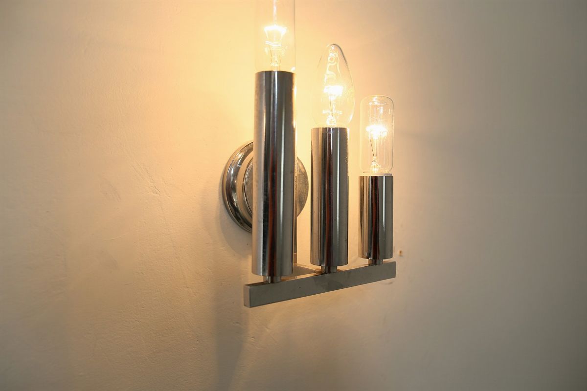 Coppia Applique Italiane in Ottone Nichelato