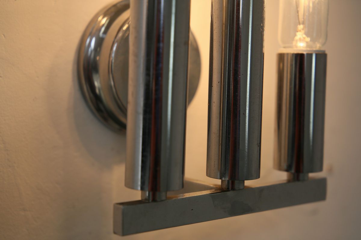 Coppia Applique Italiane in Ottone Nichelato