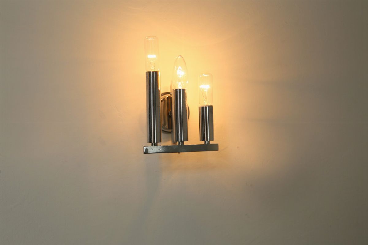 Coppia Applique Italiane in Ottone Nichelato