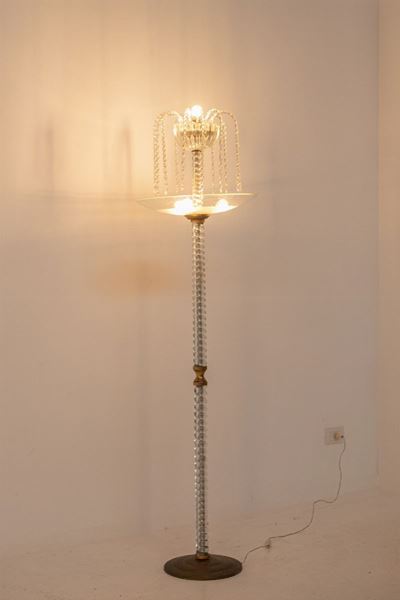Lampada da Terra in Vetro di Murano e Ottone