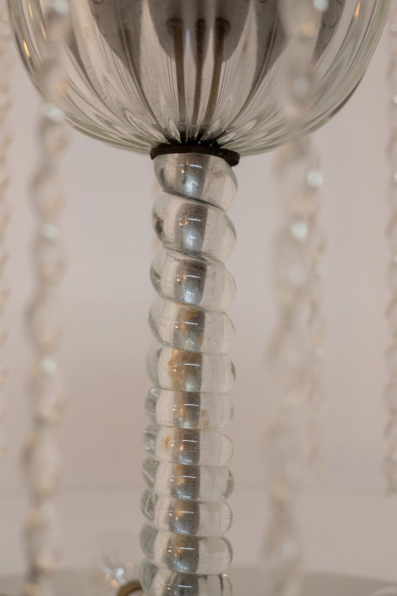 Lampada da Terra in Vetro di Murano e Ottone