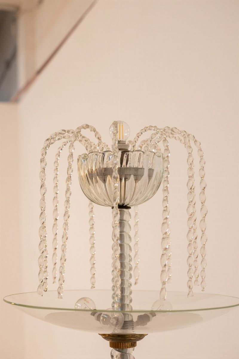 Lampada da Terra in Vetro di Murano e Ottone