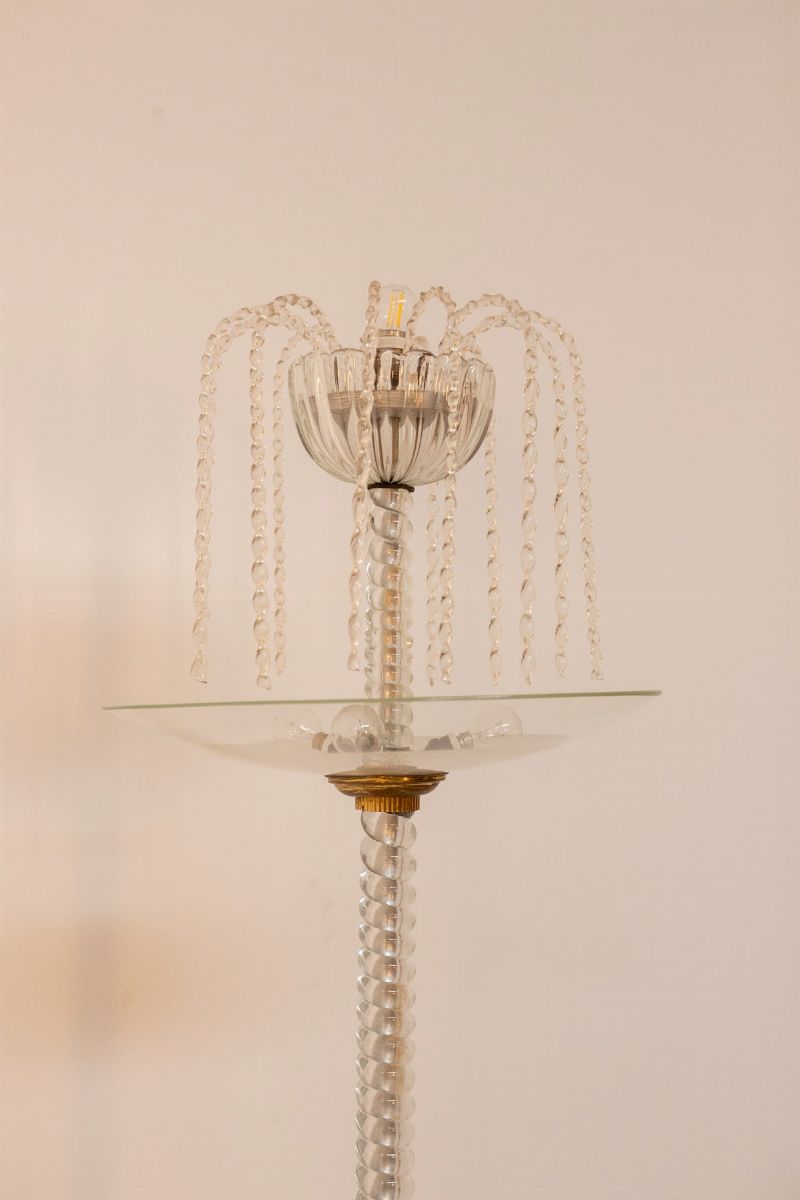 Lampada da Terra in Vetro di Murano e Ottone
