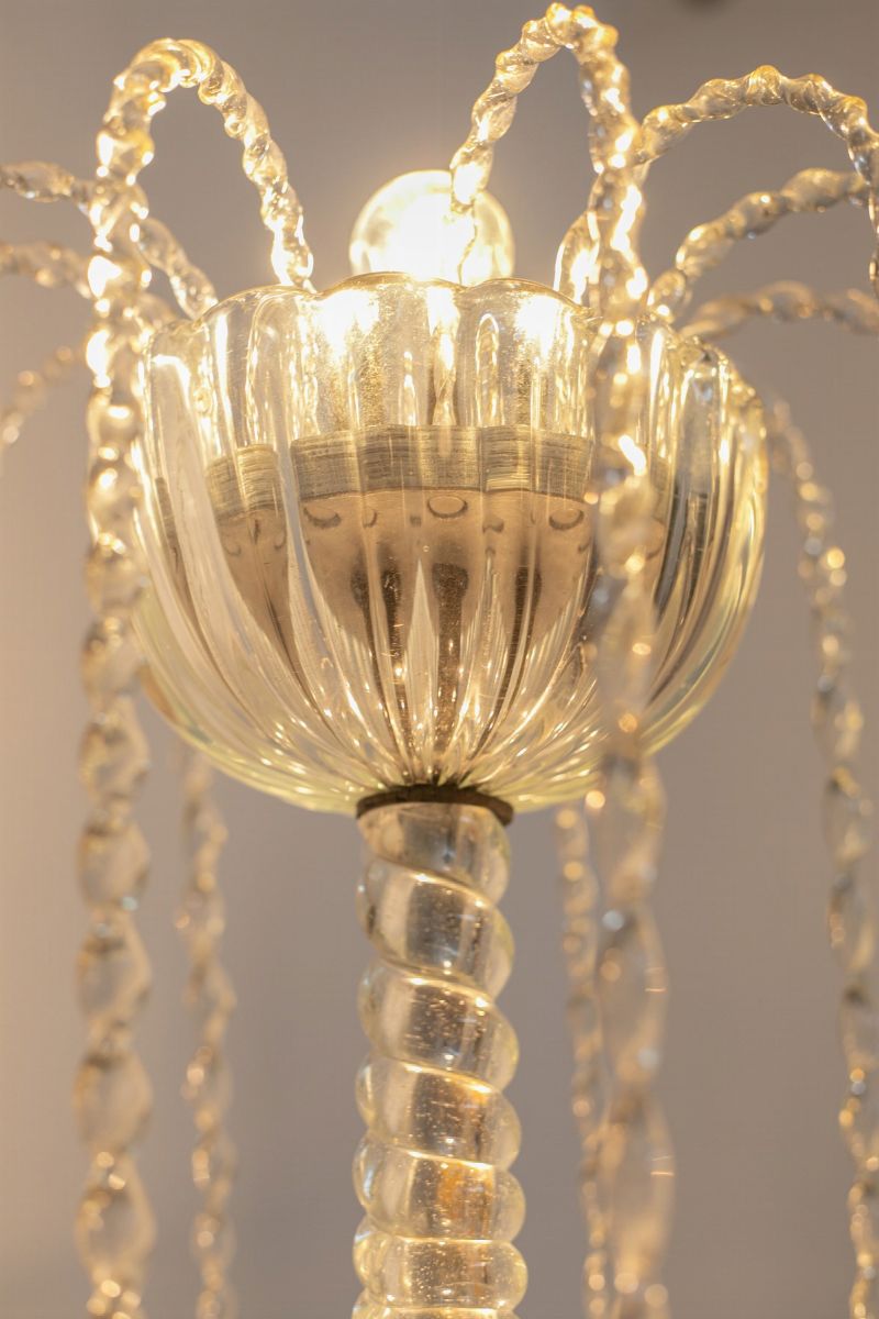 Lampada da Terra in Vetro di Murano e Ottone