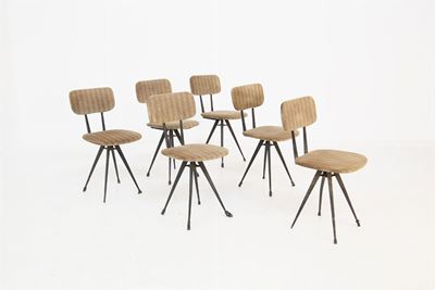 Set di Sei Sedie Italiane con Tessuto Originale