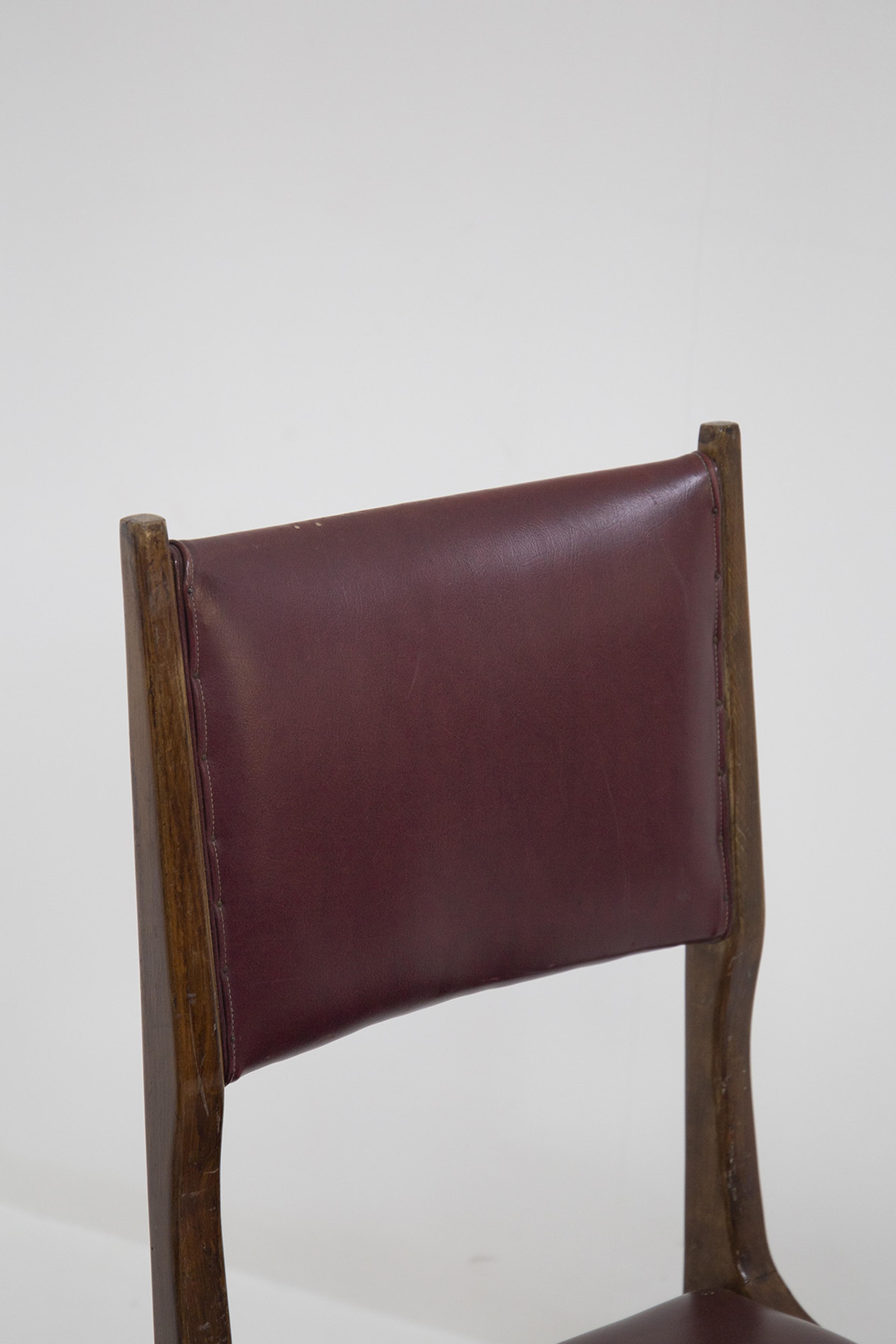 Set di Sei Sedie Italiane con Pelle Originale Bordeaux