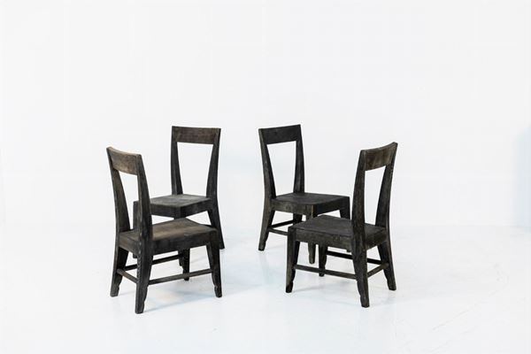 Set of four wooden french chairs