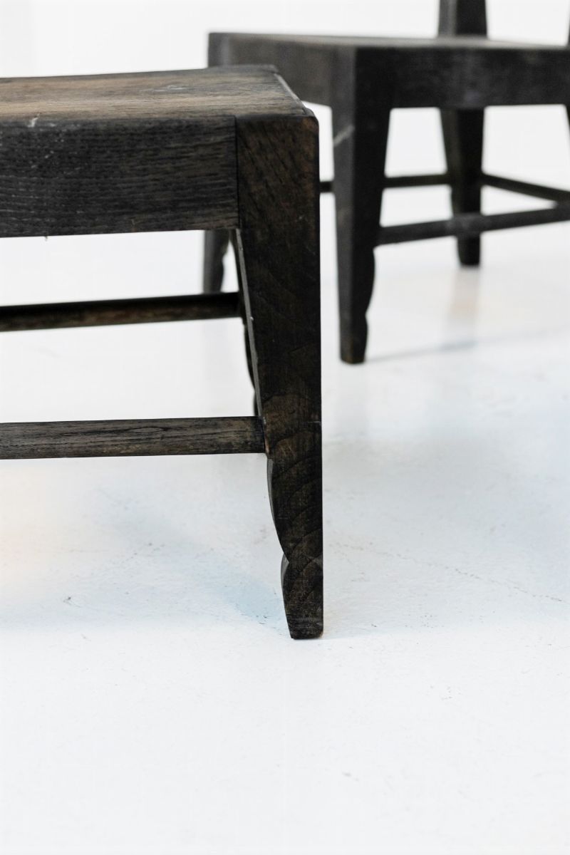 Set di Quattro Sedie Francesi in Legno