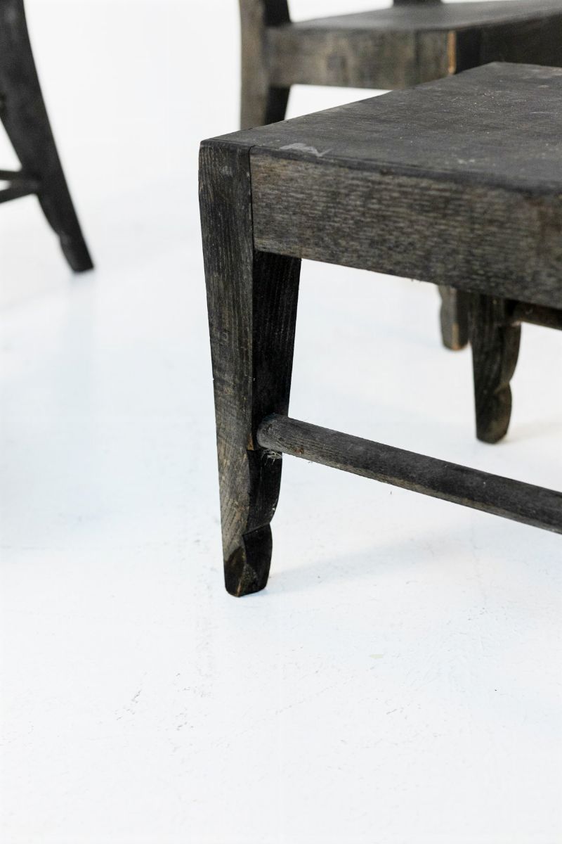 Set di Quattro Sedie Francesi in Legno