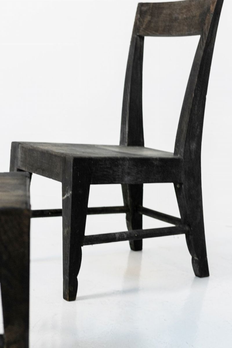 Set di Quattro Sedie Francesi in Legno