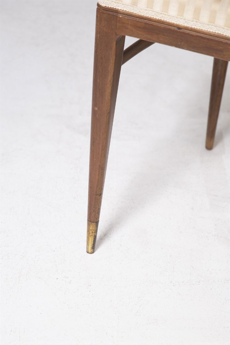 Set of Five Italian Chairs Attr. to Ico Parisi in Wood and Satin