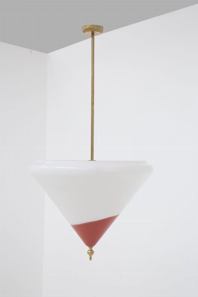 Lampadario Italiano a Triangolo in Vetro di Murano Rosso