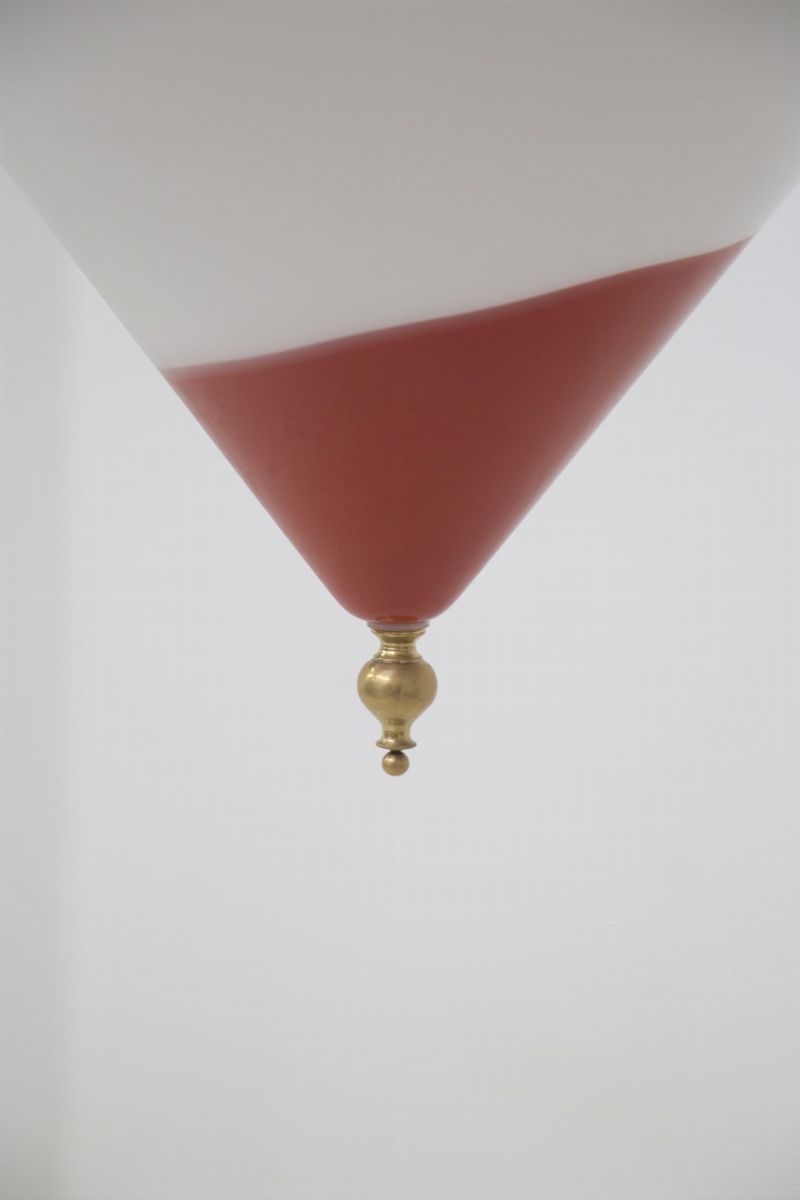 Lampadario Italiano a Triangolo in Vetro di Murano Rosso