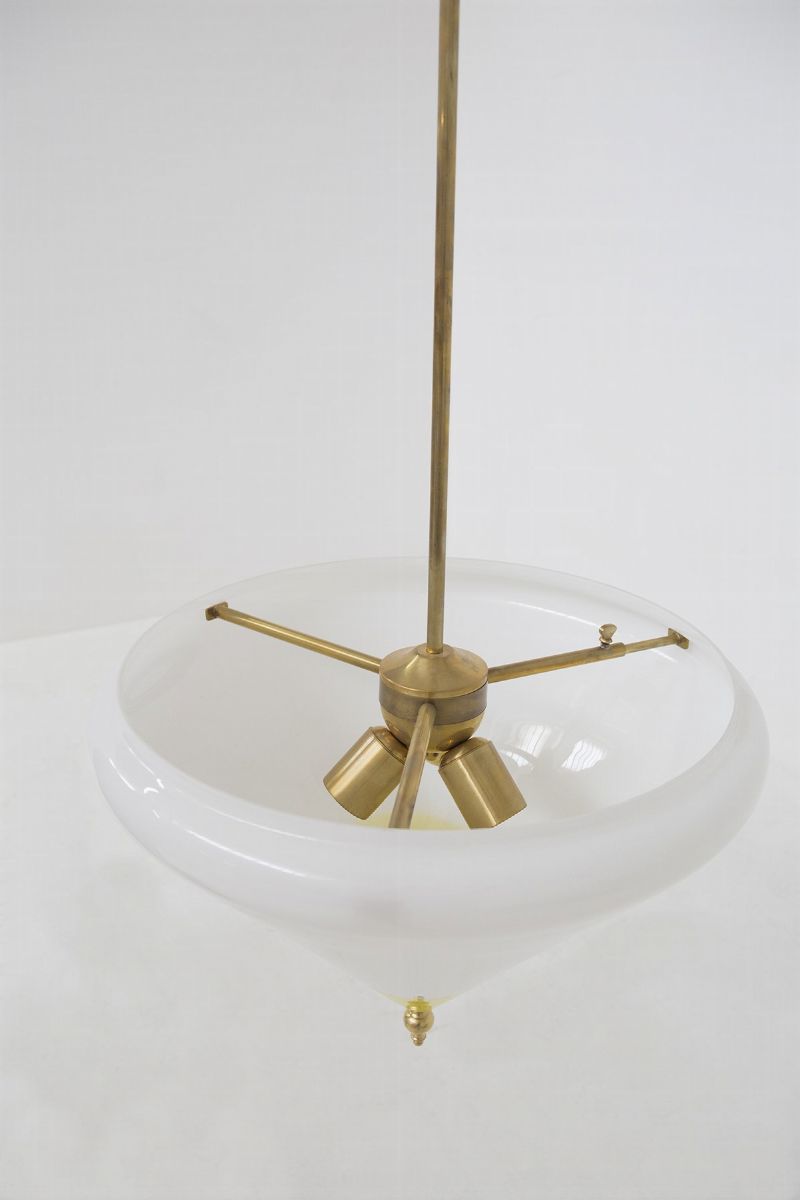 Lampadario Italiano a Triangolo in Vetro di Murano Giallo