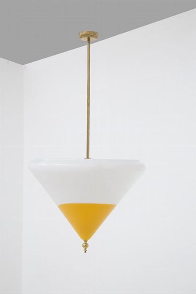 Lampadario Italiano in Vetro di Murano Arancione a Triangolo