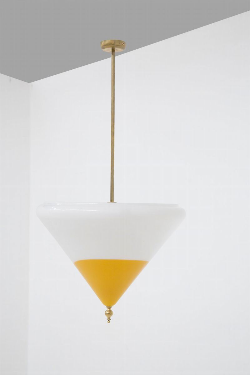 Lampadario Italiano in Vetro di Murano Arancione a Triangolo