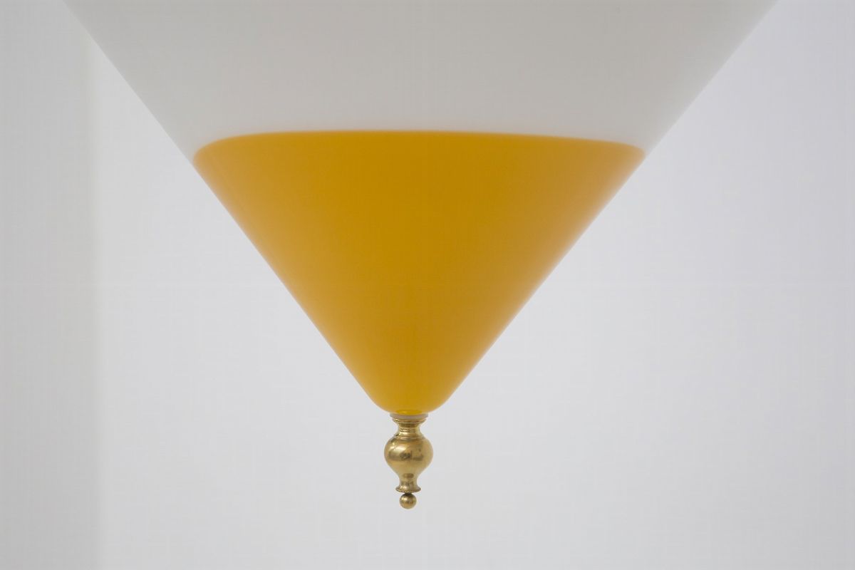 Lampadario Italiano in Vetro di Murano Arancione a Triangolo