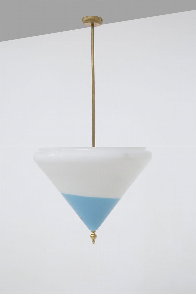 Lampadario Italiano in Vetro di Murano Blu a Triangolo