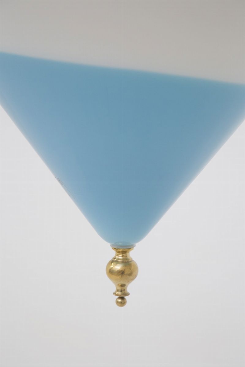 Lampadario Italiano in Vetro di Murano Blu a Triangolo