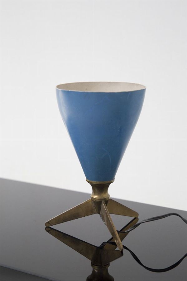 Small brass and aluminum table lamp
