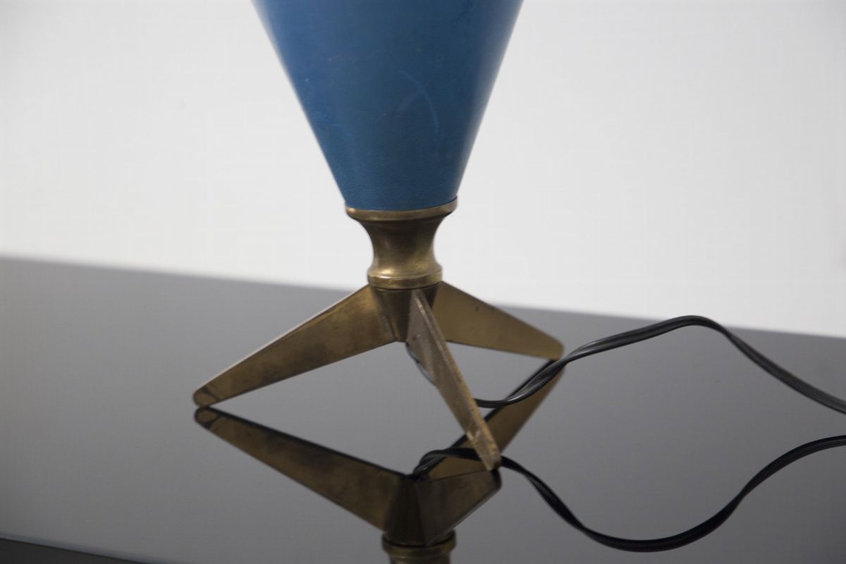 Piccola Lampada da Tavolo in Ottone e Alluminio