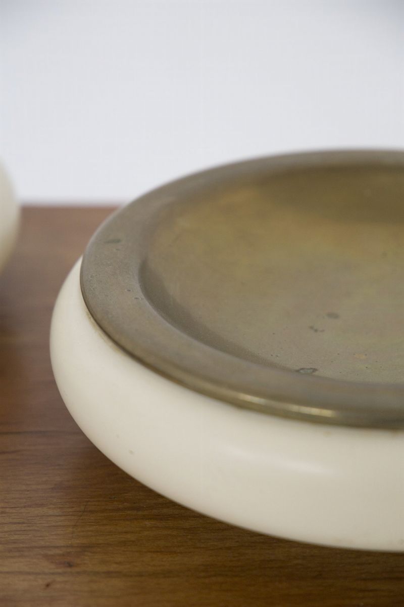 Coppia di Posacenere Vintage in Ottone e Metallo Laccato