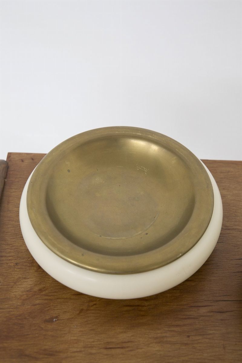 Coppia di Posacenere Vintage in Ottone e Metallo Laccato