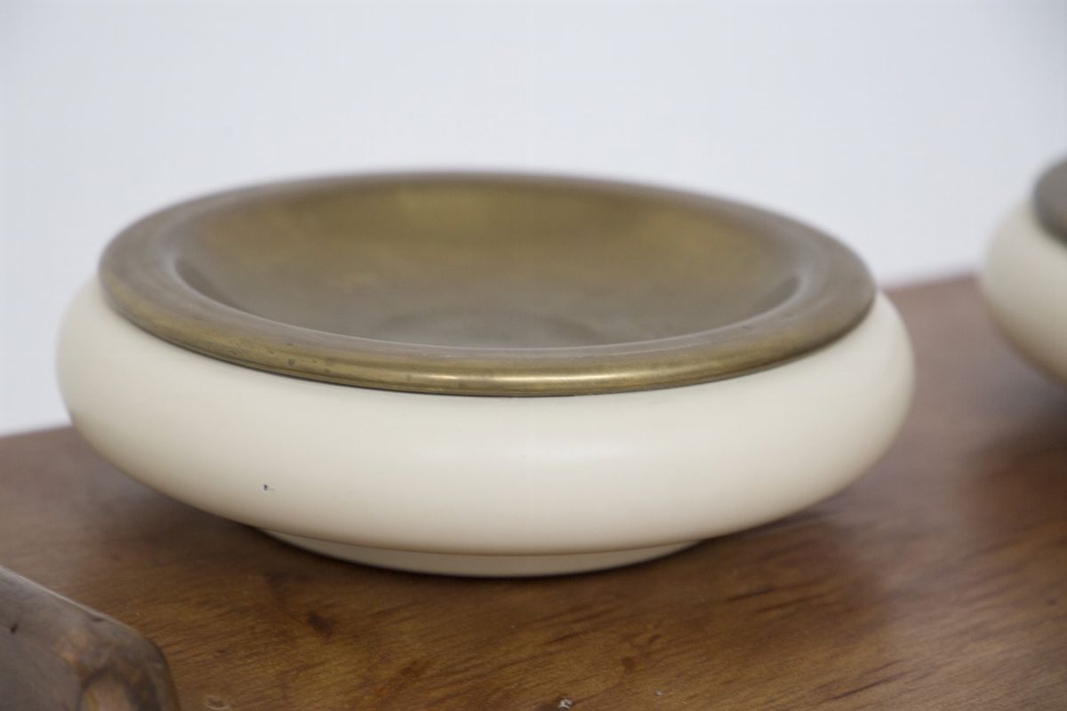Coppia di Posacenere Vintage in Ottone e Metallo Laccato