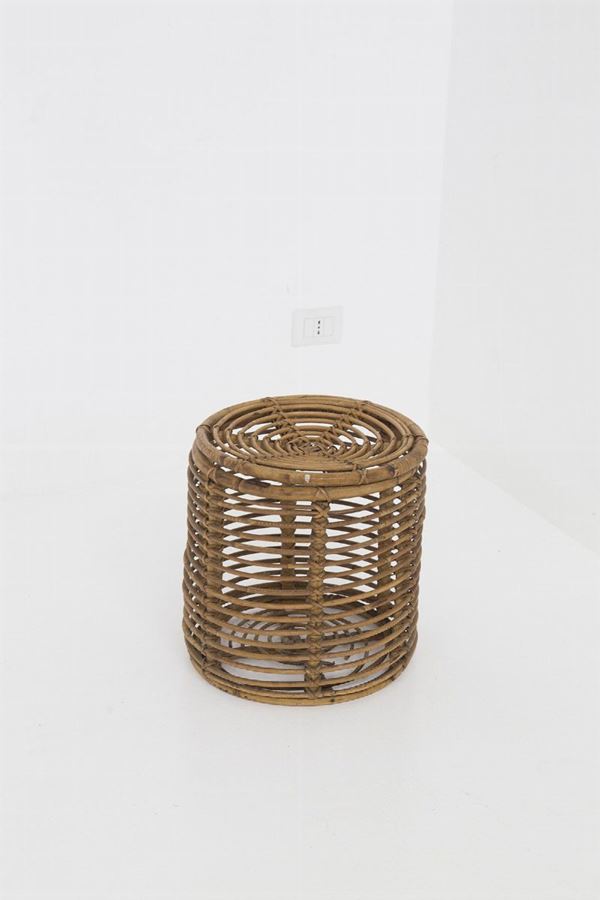 Italian wicker container pouf