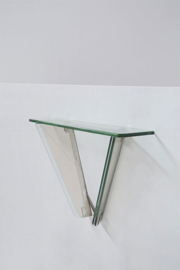 FontanaArte Vintage asymmetric suspended console in glass