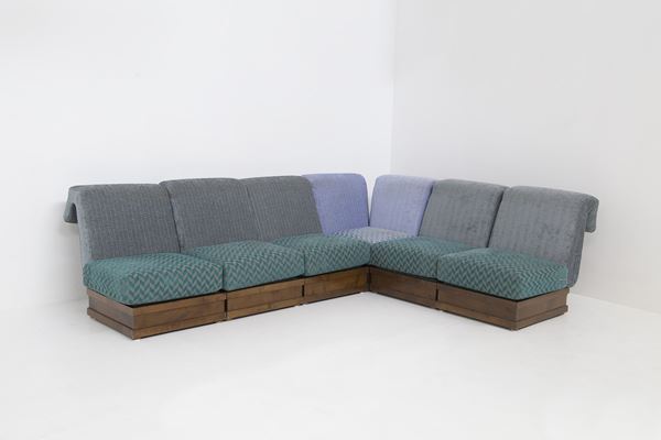 Luciano Frigerio - Modular sofa of wood and fabric,