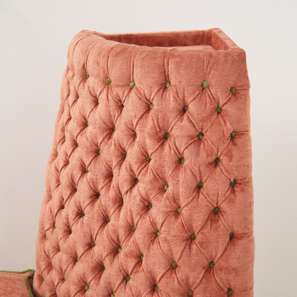 Semi Circular Corner Sofa in Pink and Green Velvet