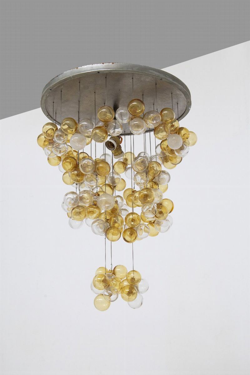 Lampadario Italiano con Sfere in Vetro di Murano Speso