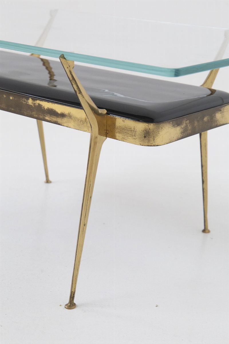 Tavolo Vintage in Vetro e Ottone