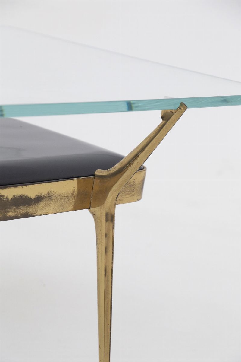 Tavolo Vintage in Vetro e Ottone