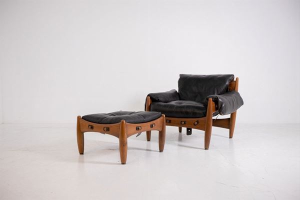 Sheriff Lounge Chair and Ottoman for Isa Bergamo, Signed