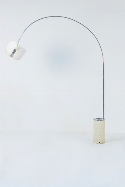 Lampada da Terra Aggiustabile Bianca Vintage Italiana