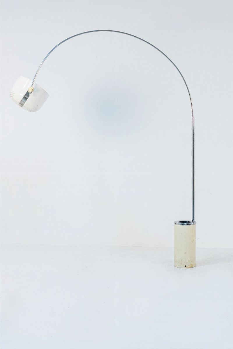 Lampada da Terra Aggiustabile Bianca Vintage Italiana