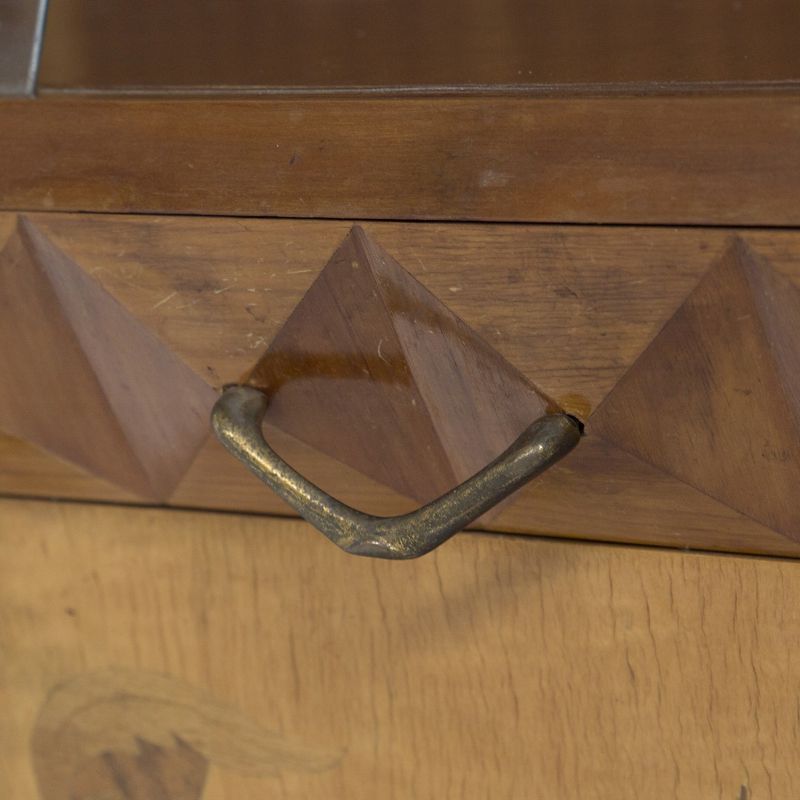 Credenza Vintage in Legno Vetro e Ceramica